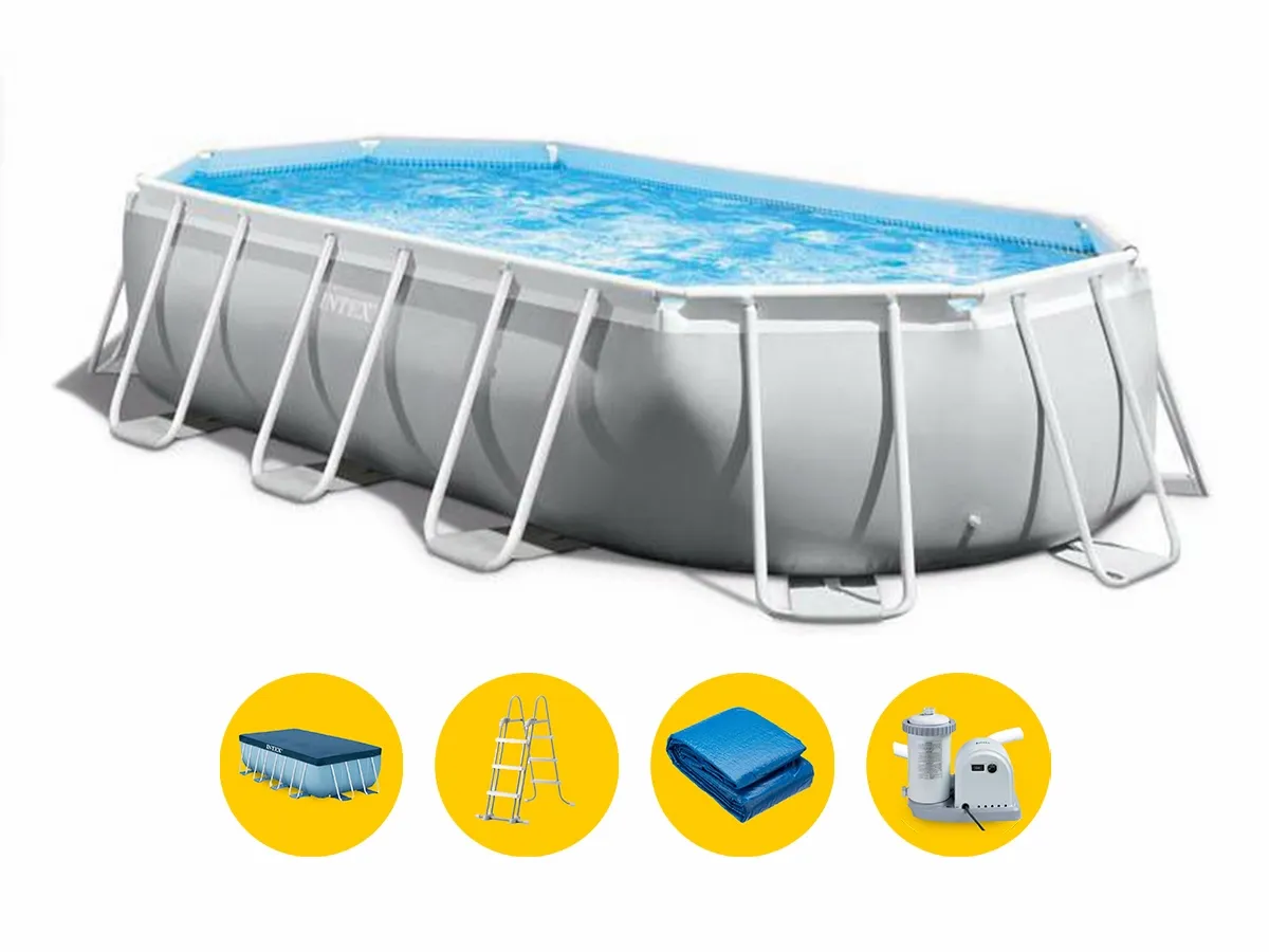 11.webp Intex Prism Frame Swimming Pool 610 x 305 x 122 cm with Filter Pump and Accessories - Image 1