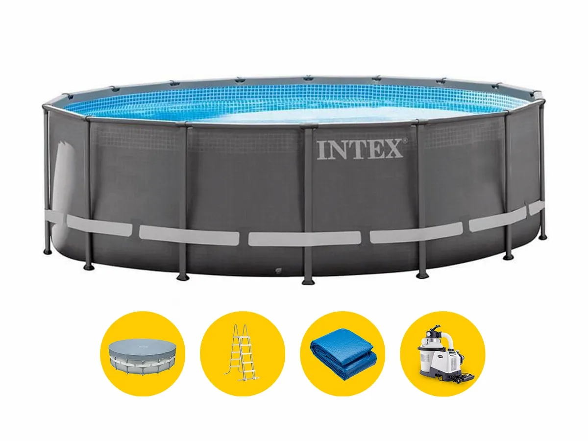 6.webp Intex Ultra XTR Frame Swimming Pool 488 x 122 cm with Sand Filter Pump and Accessories - Image 1